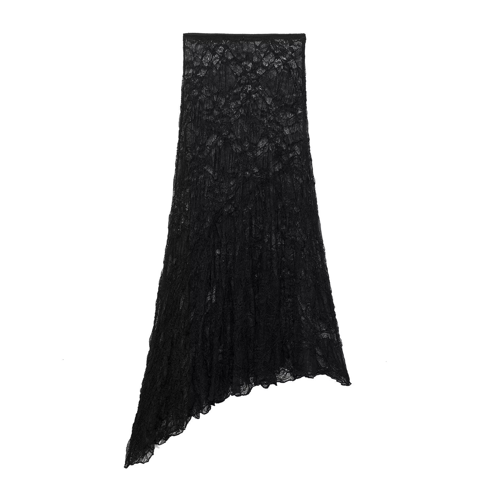 Women Casual Slim Pleated Lace Skirt