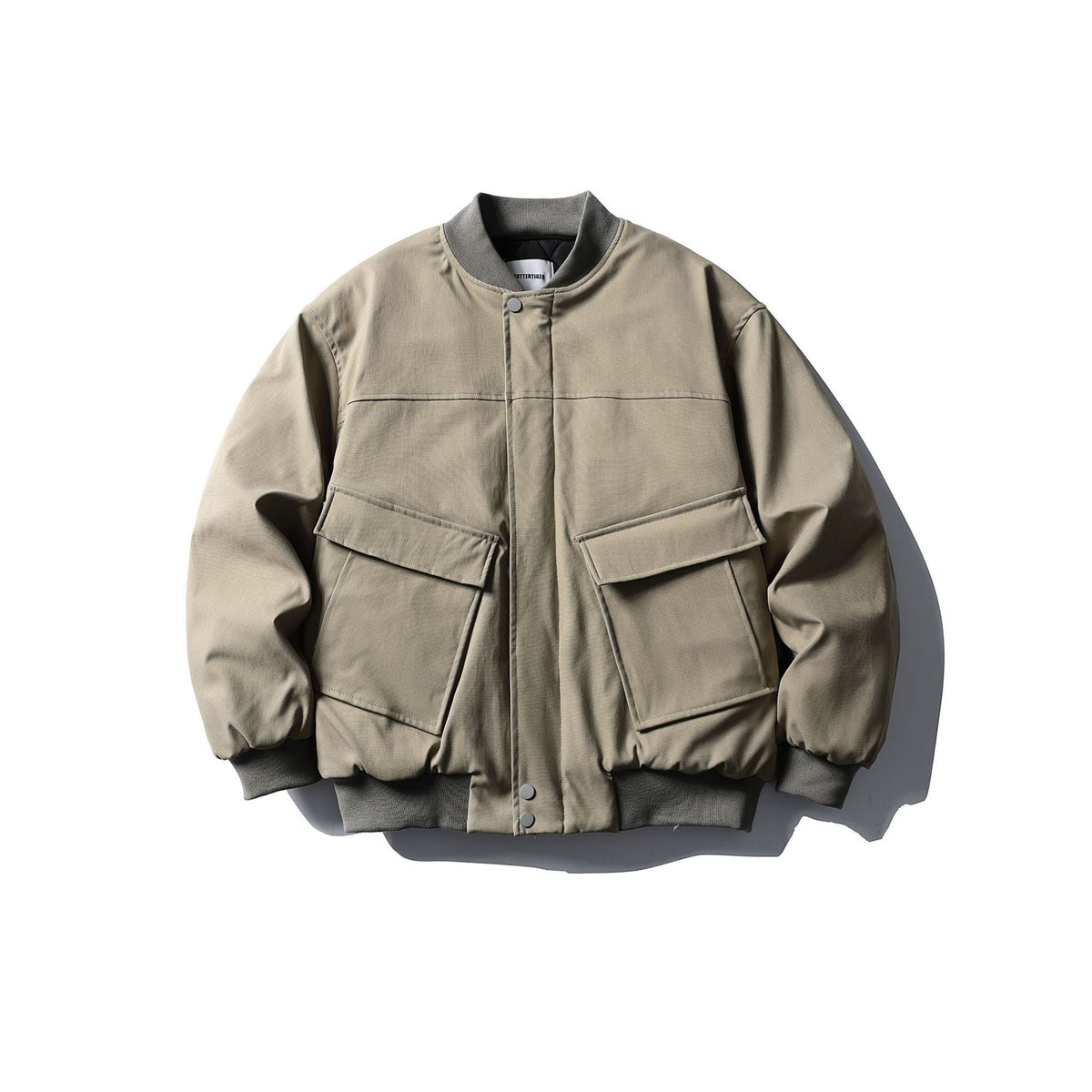 Men Baseball Collar Hooded Cotton Coat with Large Pockets