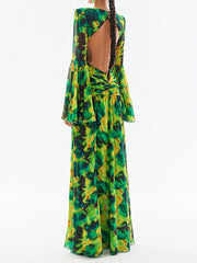 Women Summer Print Flare Sleeve Dress