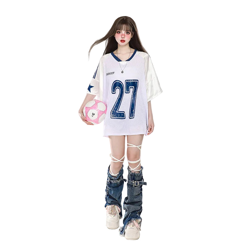 Kids Girls Casual Printed Mesh Baseball T-shirt