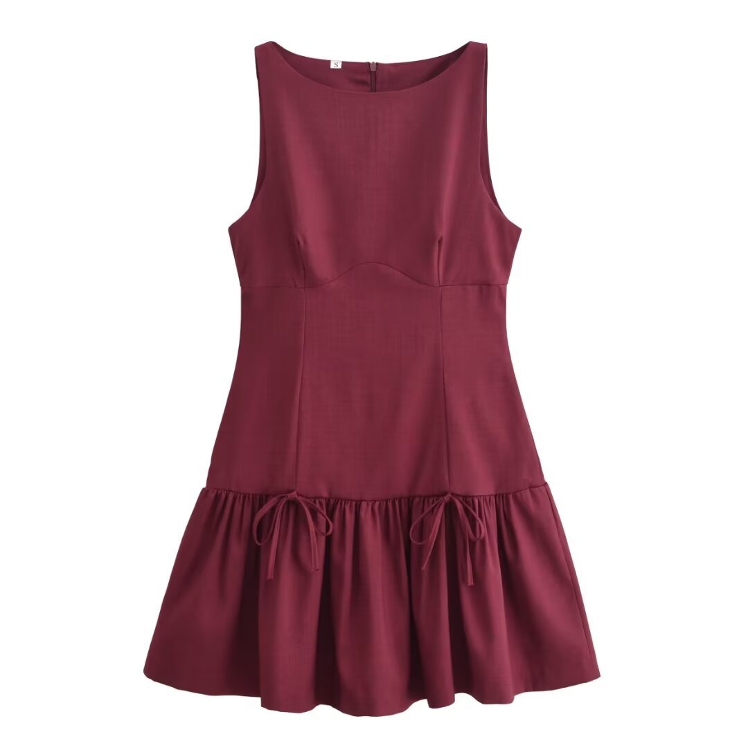 Women Casual Sleeveless Bow Dress