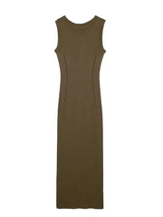 Women Bodycon O Neck Sleeveless Long Dress