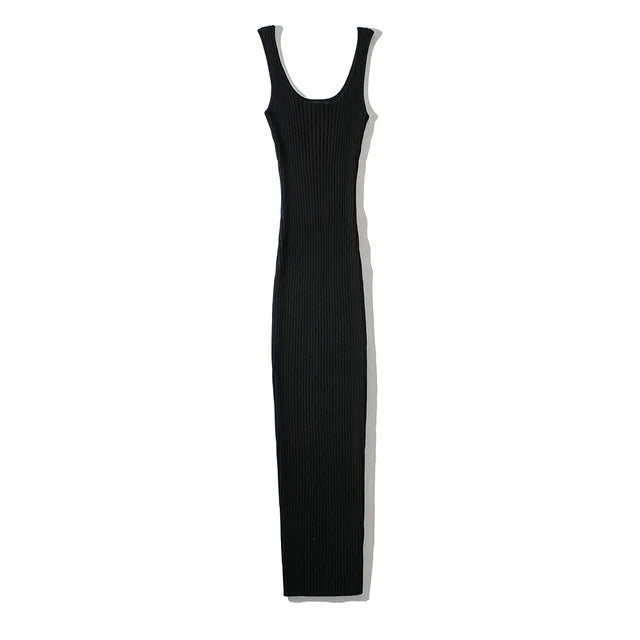 Women Sleeveless Rib Knitted Stretchable Dress