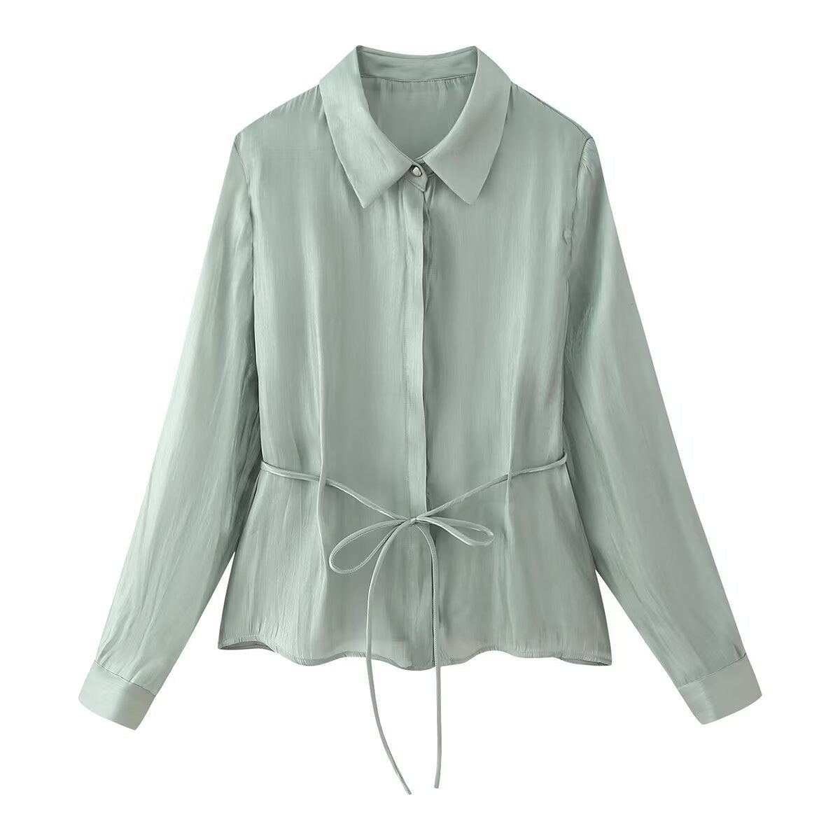 Women Casual Bow Lace up Shirt