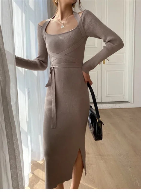 Women Elegant Sexy Slinky Bodycon Knit Dresses