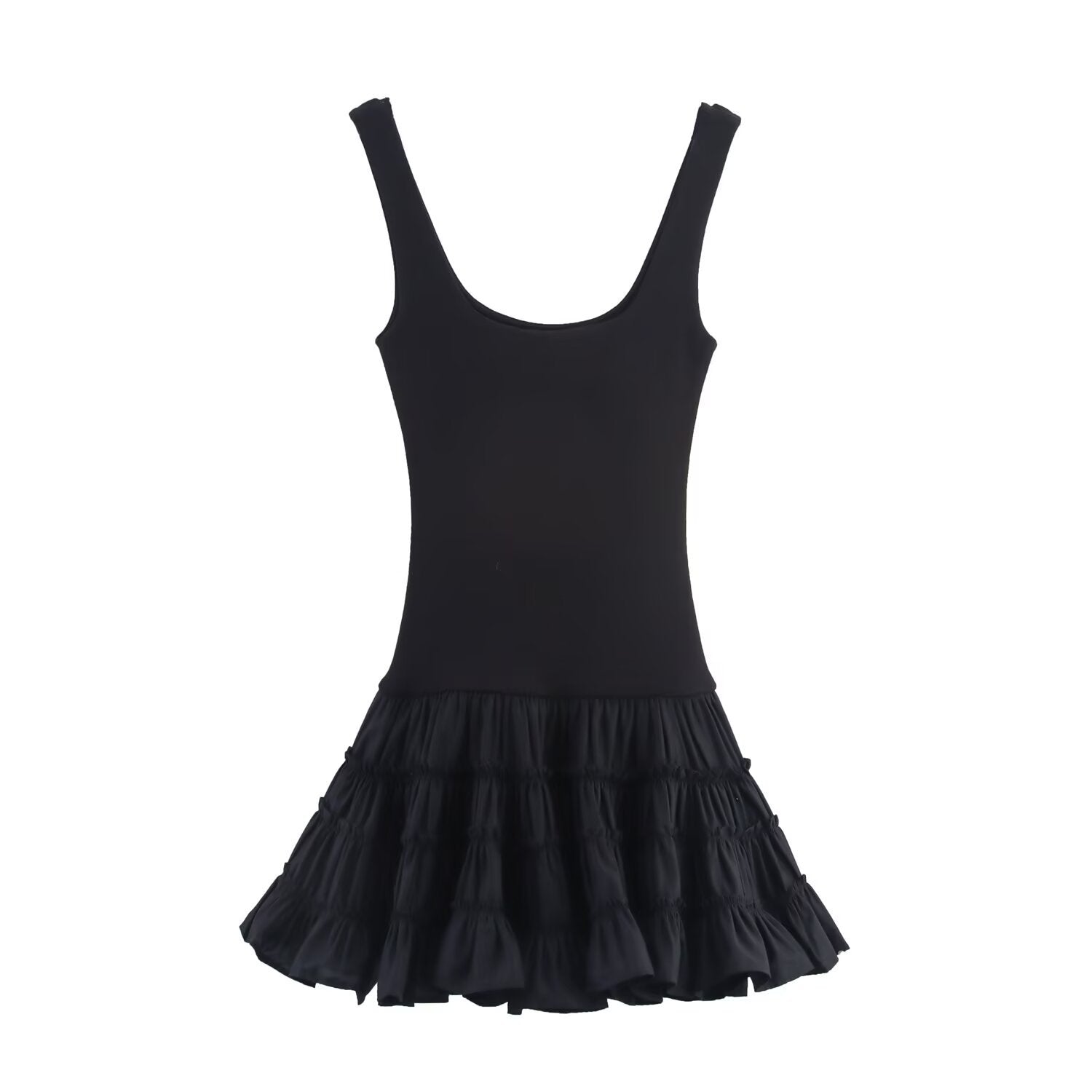 Women Sleeveless Puffy Ruffle Dress