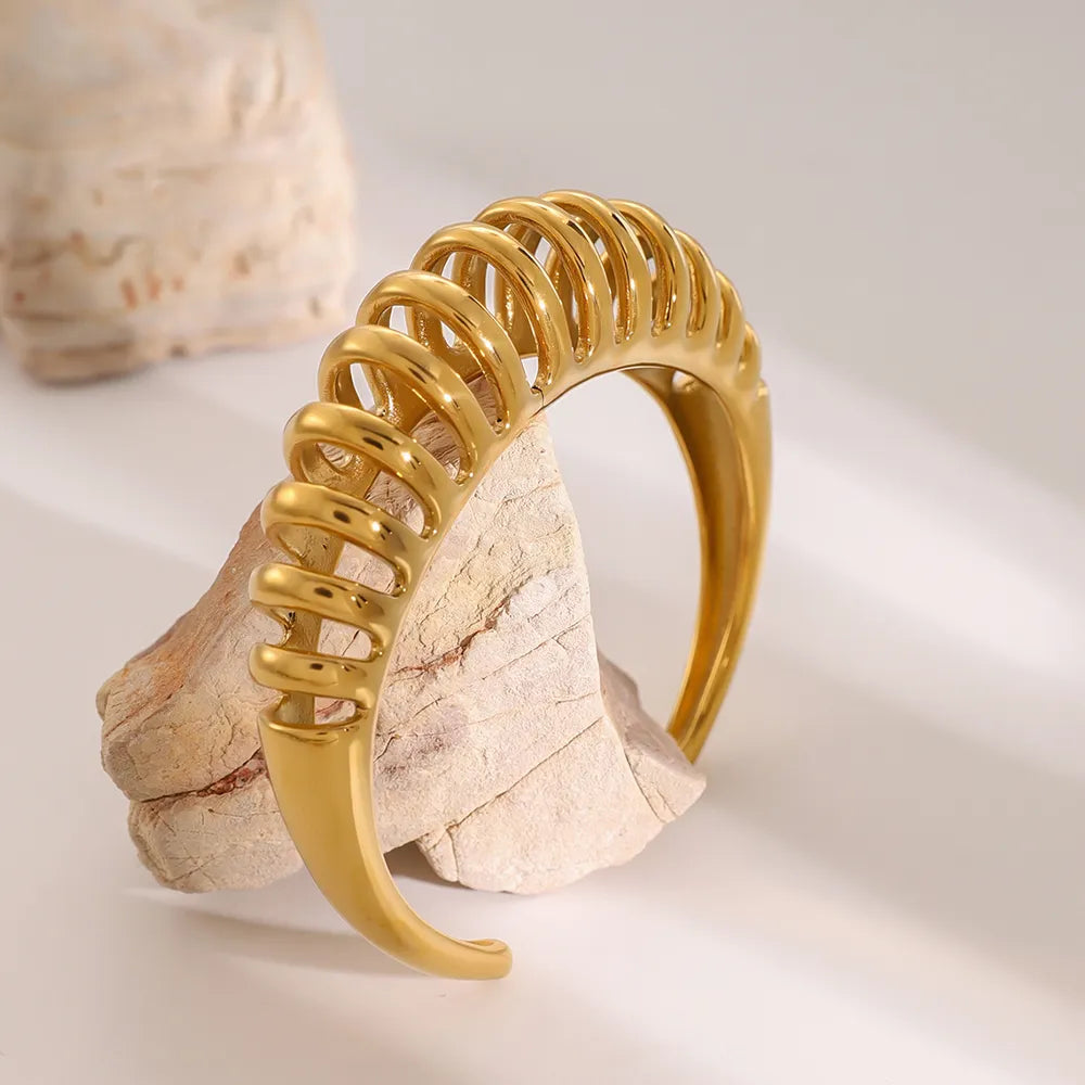 Women 18K Gold-Plated Stainless Steel Cutout Bracelet