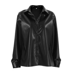 Women Casual Loose Leather Shirt
