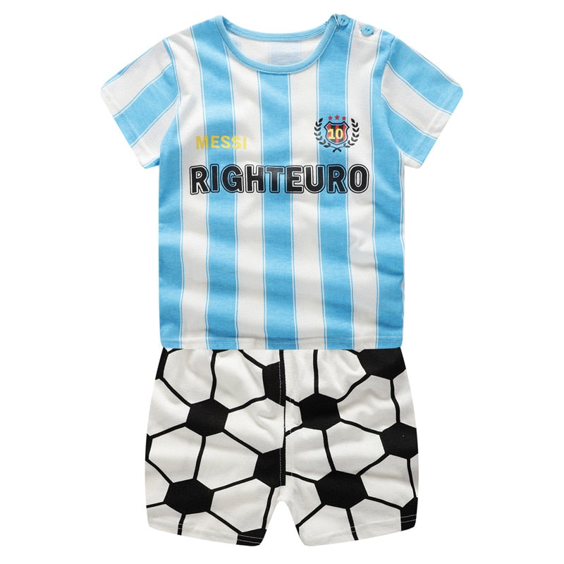 Kids Baby Unisex  Cotton Cartoon Short Sleeve Tees + Shorts Sets