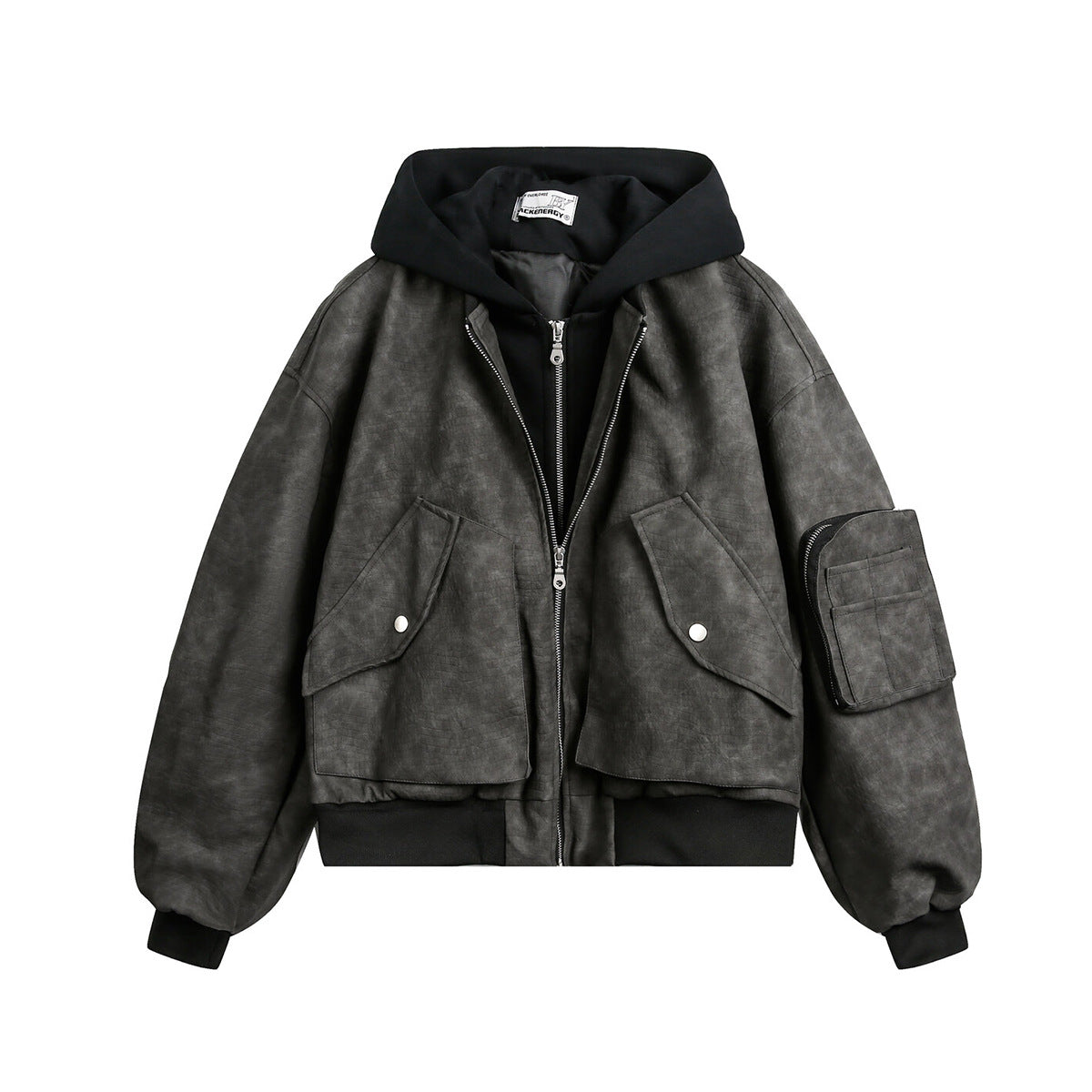 Women Retro Baseball Hooded Jacket