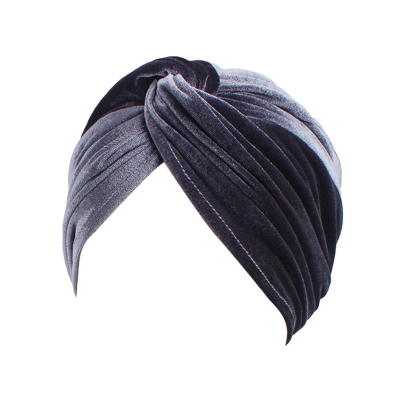 Accessories Women Cross Velvet Turban Hat Beanies