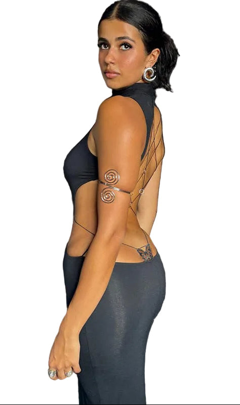 Women Bareback Sexy Butterfly Strap Dress