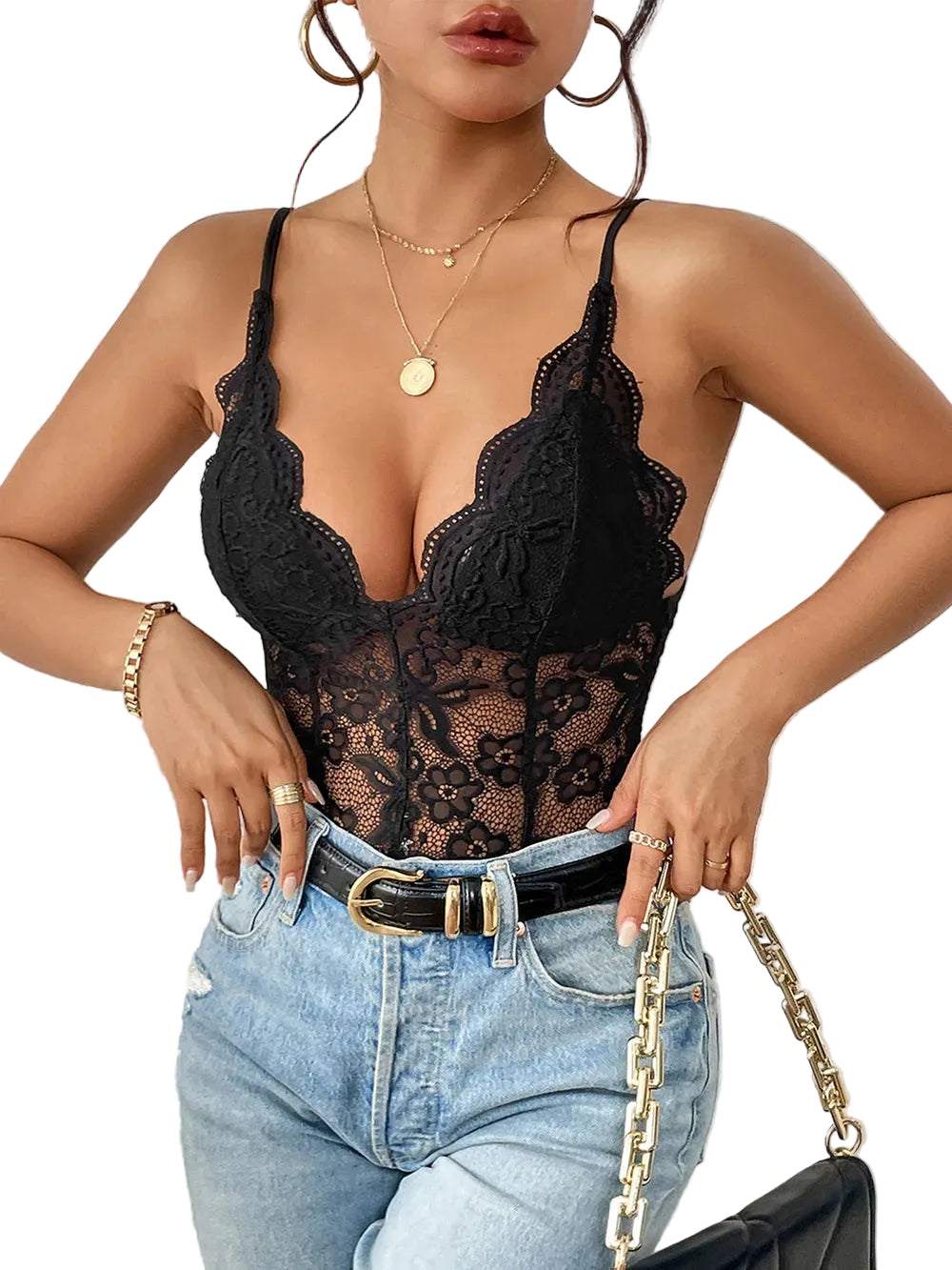 Woman Elegant Lace Intimate Bodysuit