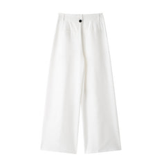 Women Casual Loose Double Pleated Straight Leg Pants