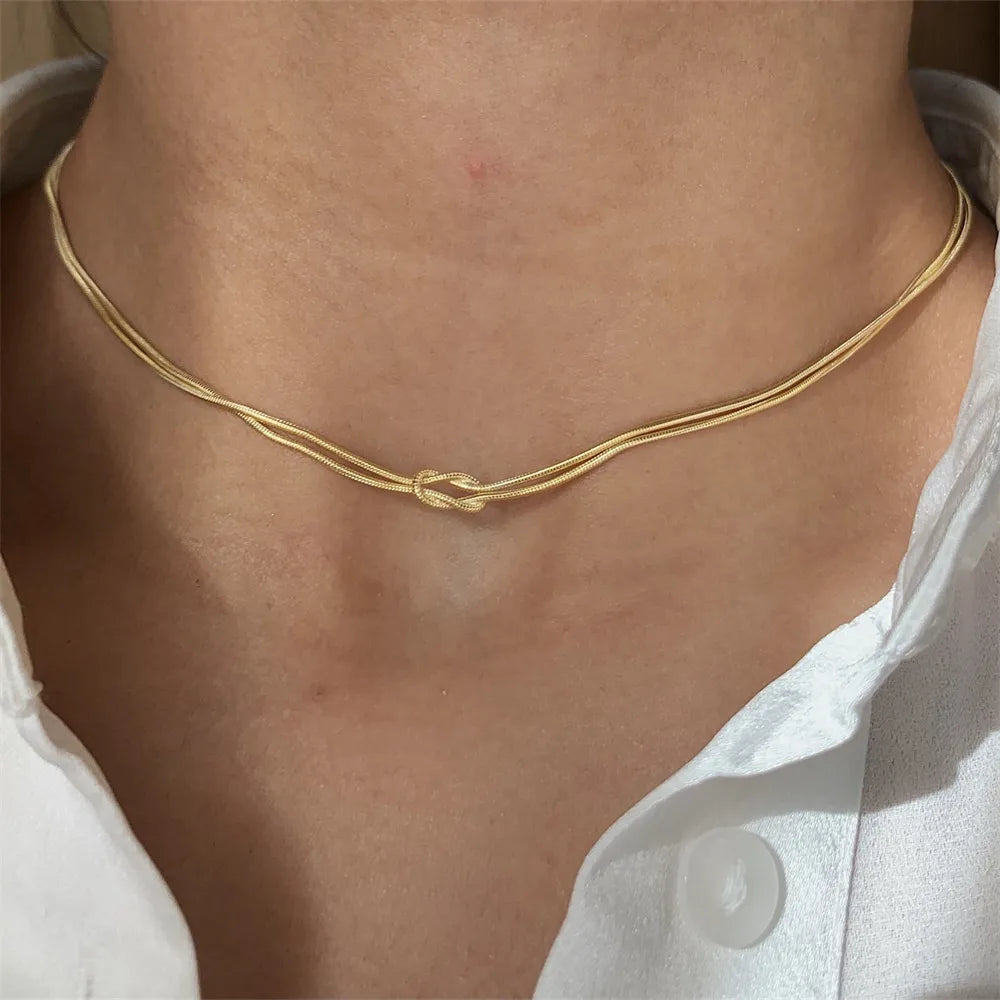 Accessories Women Titanium Steel Knotted Necklace