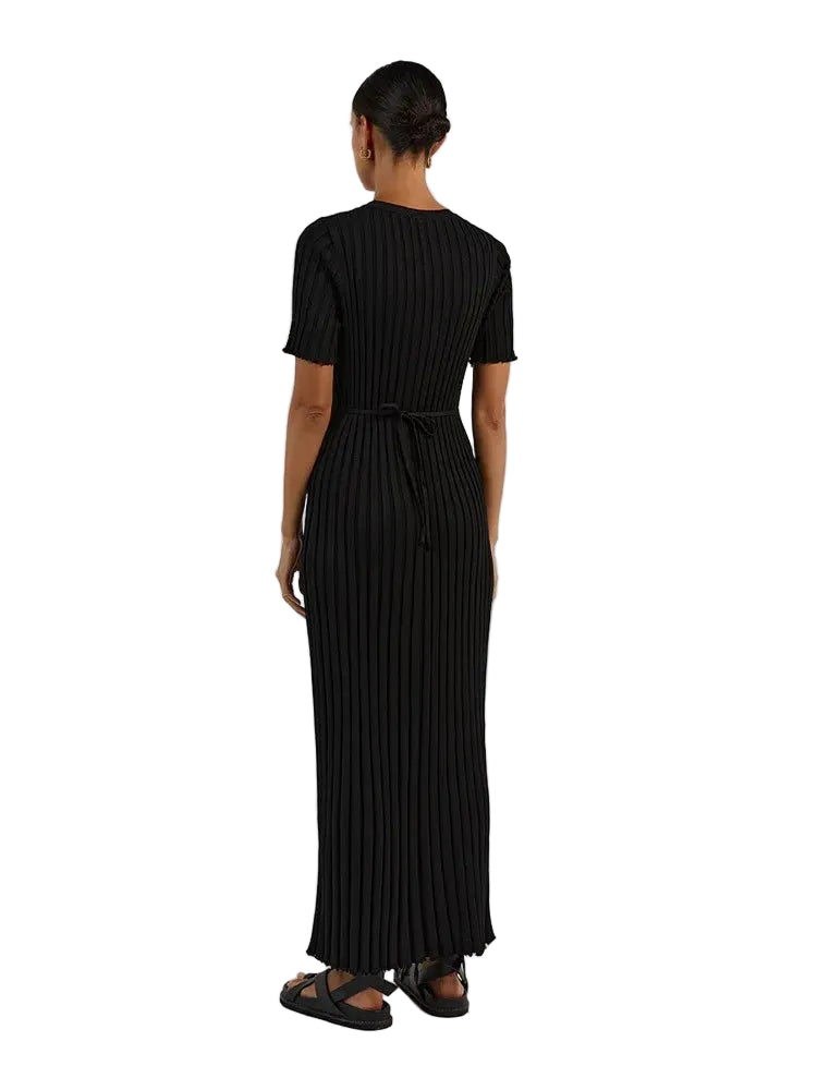 Women Elegant Solid Ribbed Bodycon Knitted Dress