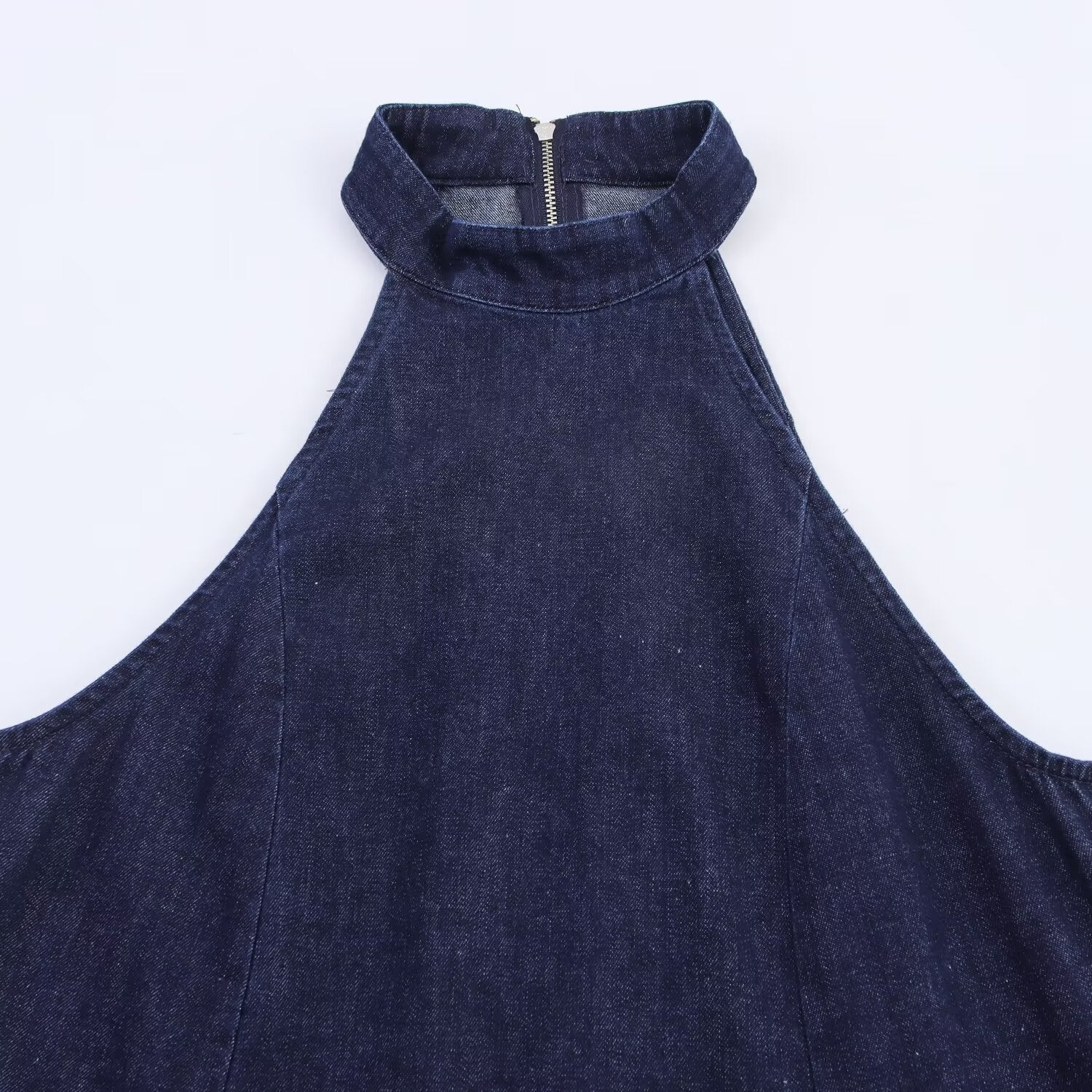 Women Halter Neck Denim Dress