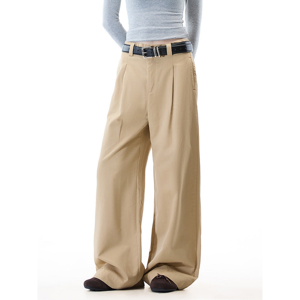 Women Casual Mid Waist Loose Wide Leg Pants