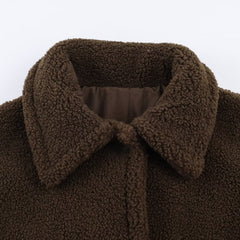 Women Commuting Style Fleece Trench Coat