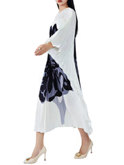 Women Round Neck Batwing Sleeves Dress