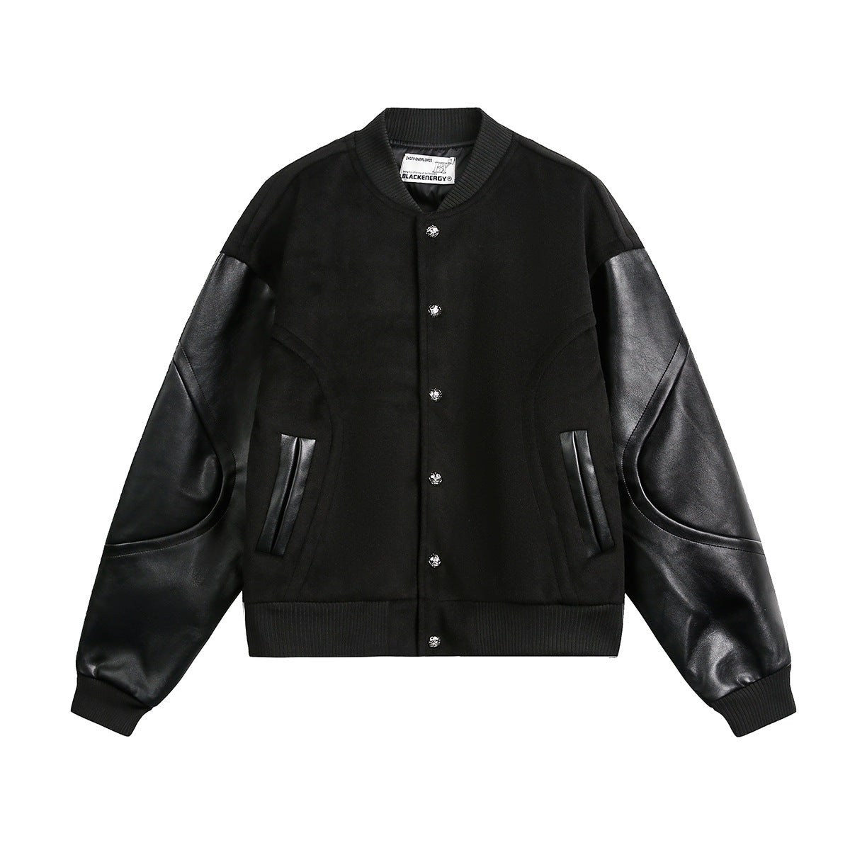 Men Casual Black Baseball Jacket