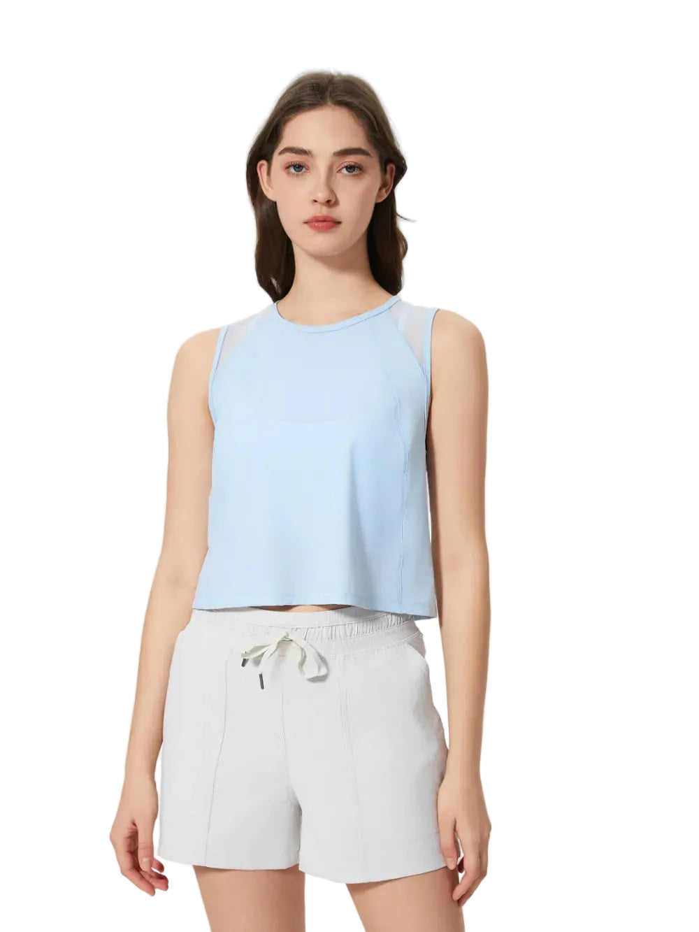 Women Round Neck Cropped Active Tank Top