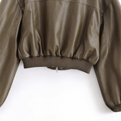 Women Casual Retro PU Pilot Jacket