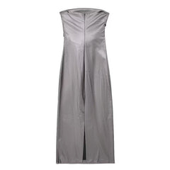 Women Metallic Sexy Strapless Gathered Dress
