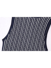 Woman Stripe Sleeveless Square Neck Dresses