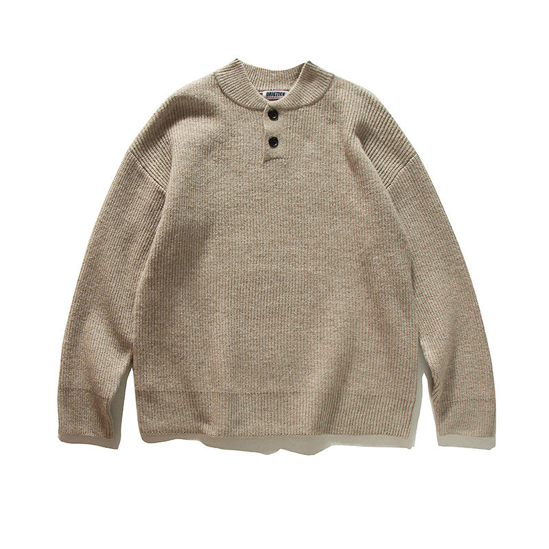 Men  Casual Knit Buttoned Baseball Collar Sweaters