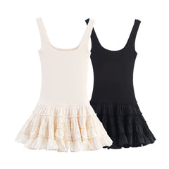 Women Sleeveless Puffy Ruffle Dress