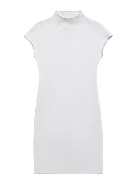 Women Vintage Stretch High Knit Mini Dress