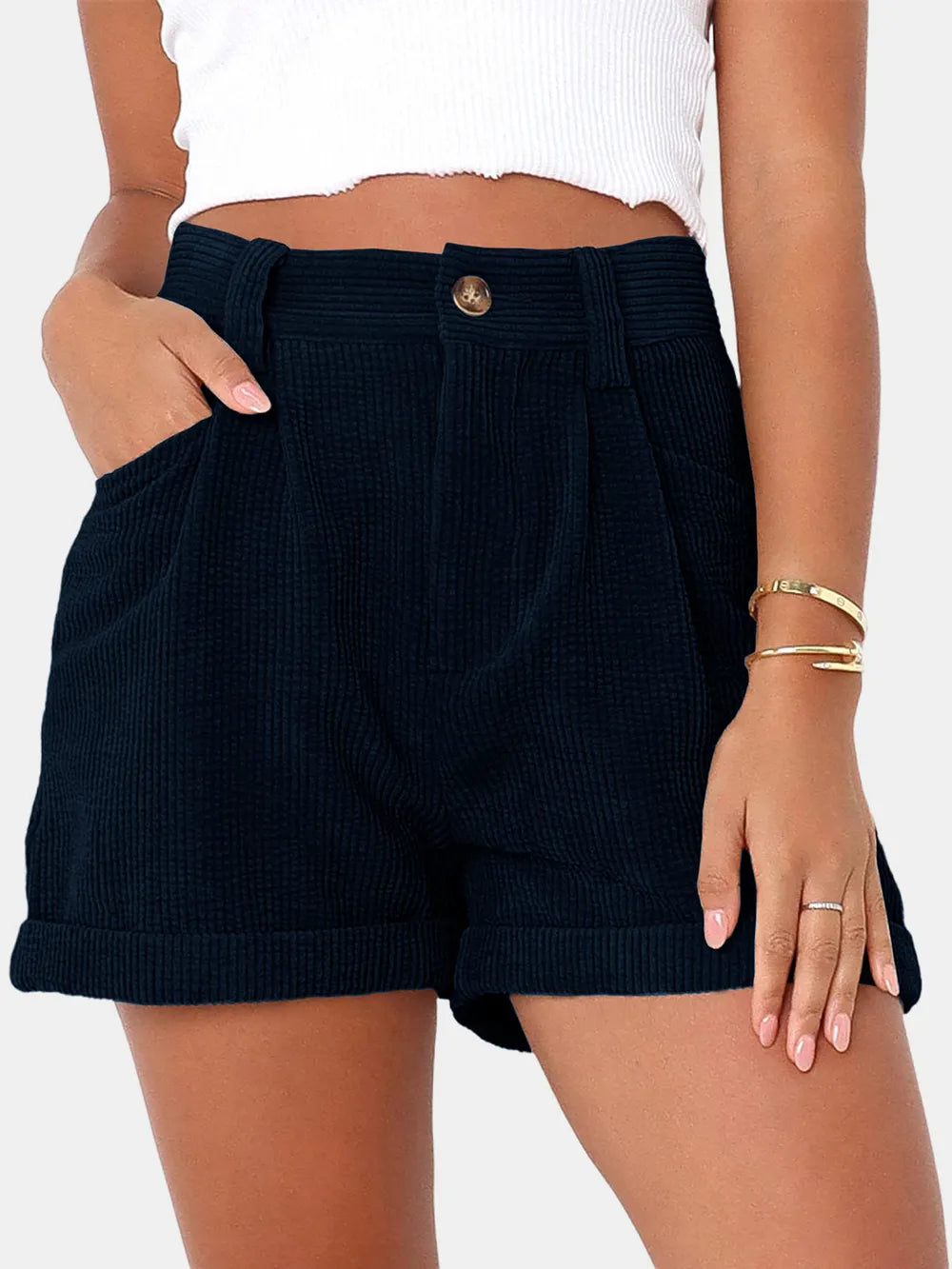Women Casual High Waist Shorts with Pockets