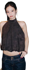 Women Brown Halter Tank Top