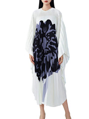 Women Round Neck Batwing Sleeves Dress