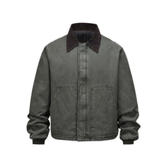 Men Color Blocked Lapel Workwear Jacket