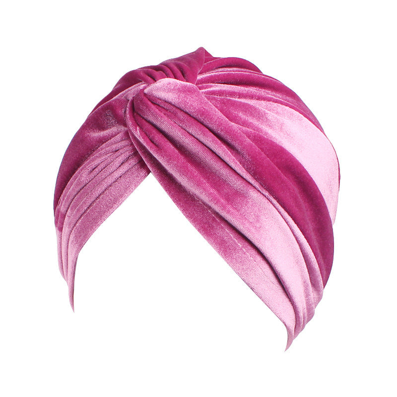 Accessories Women Cross Velvet Turban Hat Beanies