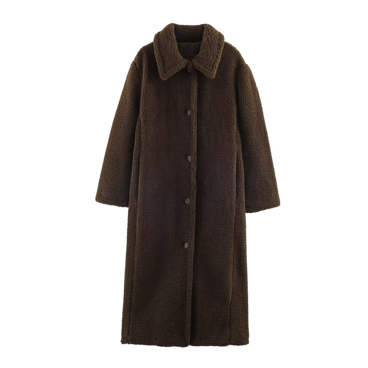 Women Commuting Style Fleece Trench Coat