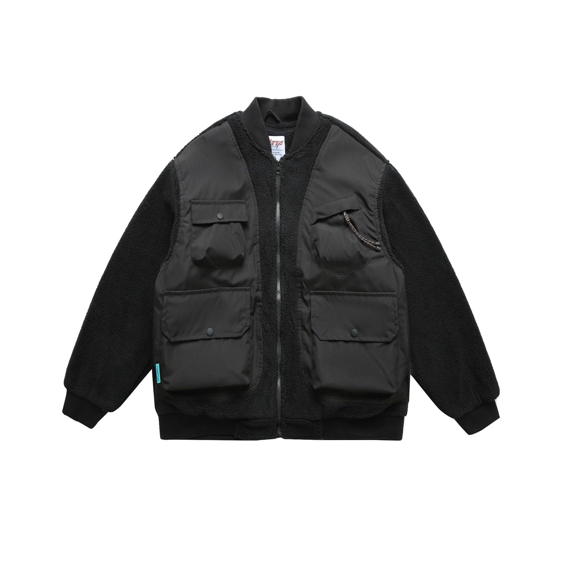 Men Fleece Multi Pocket Bomber Jacket