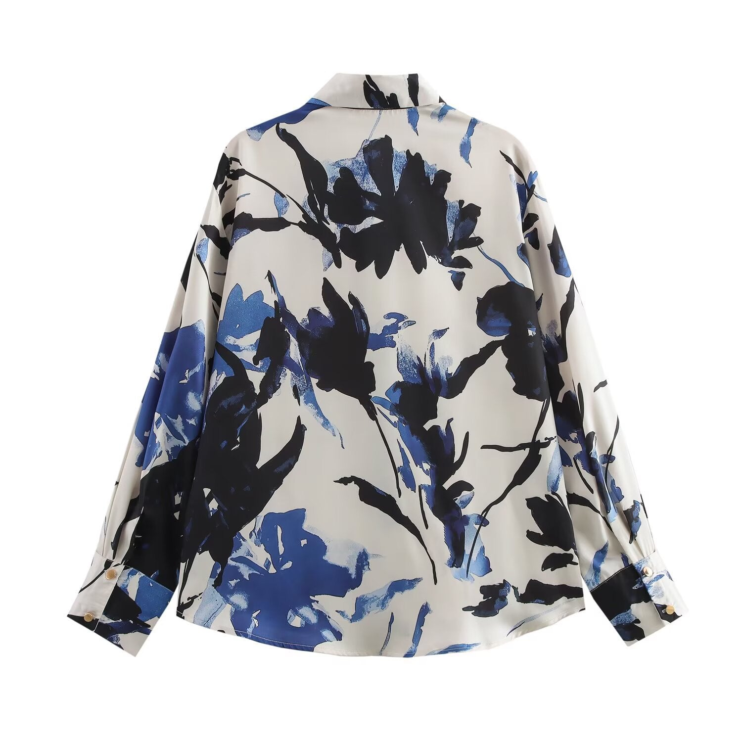 Women Casual Printed Silk Lapel Shirt