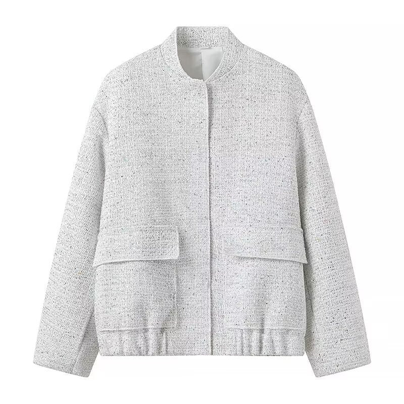 Women Bead Embellished Collar Jacket
