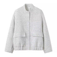 Women Bead Embellished Collar Jacket