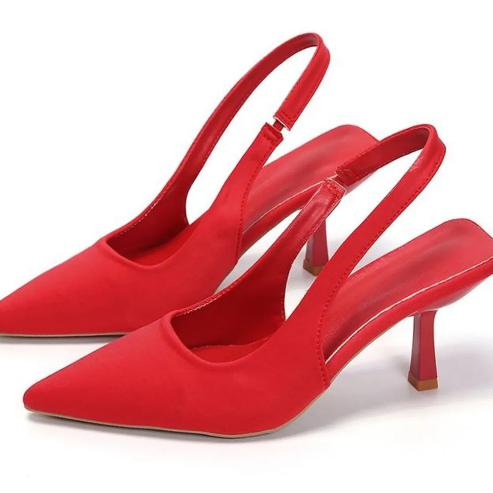 Accessories Women Pointed Toe Kitten Heel Slingback Pumps