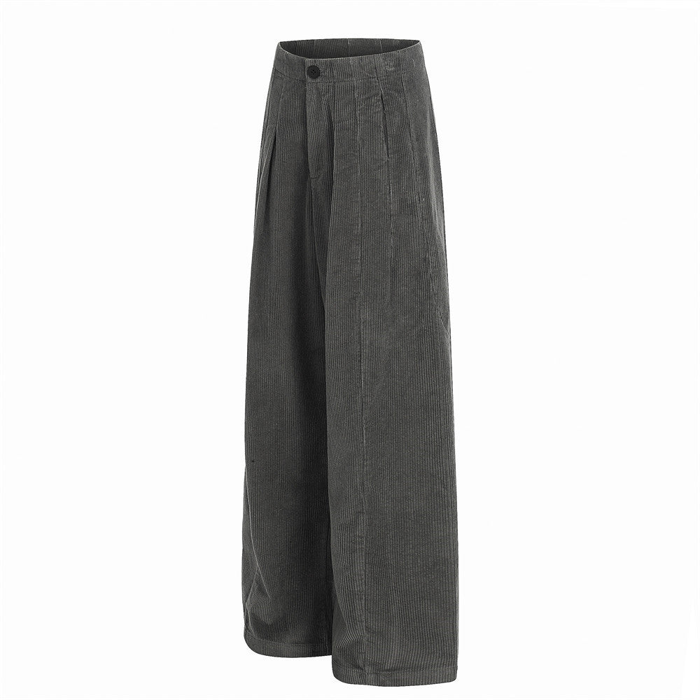 Men Casual Corduroy Wide Leg Pleated Pants