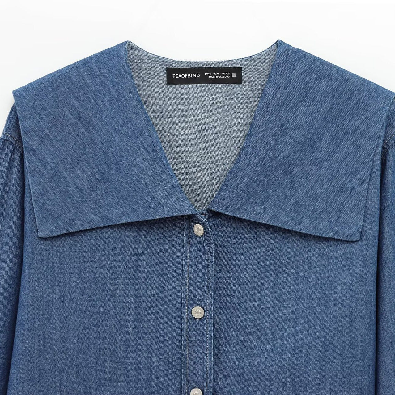 Women Casual Breasted Flat Collar Denim Shirt