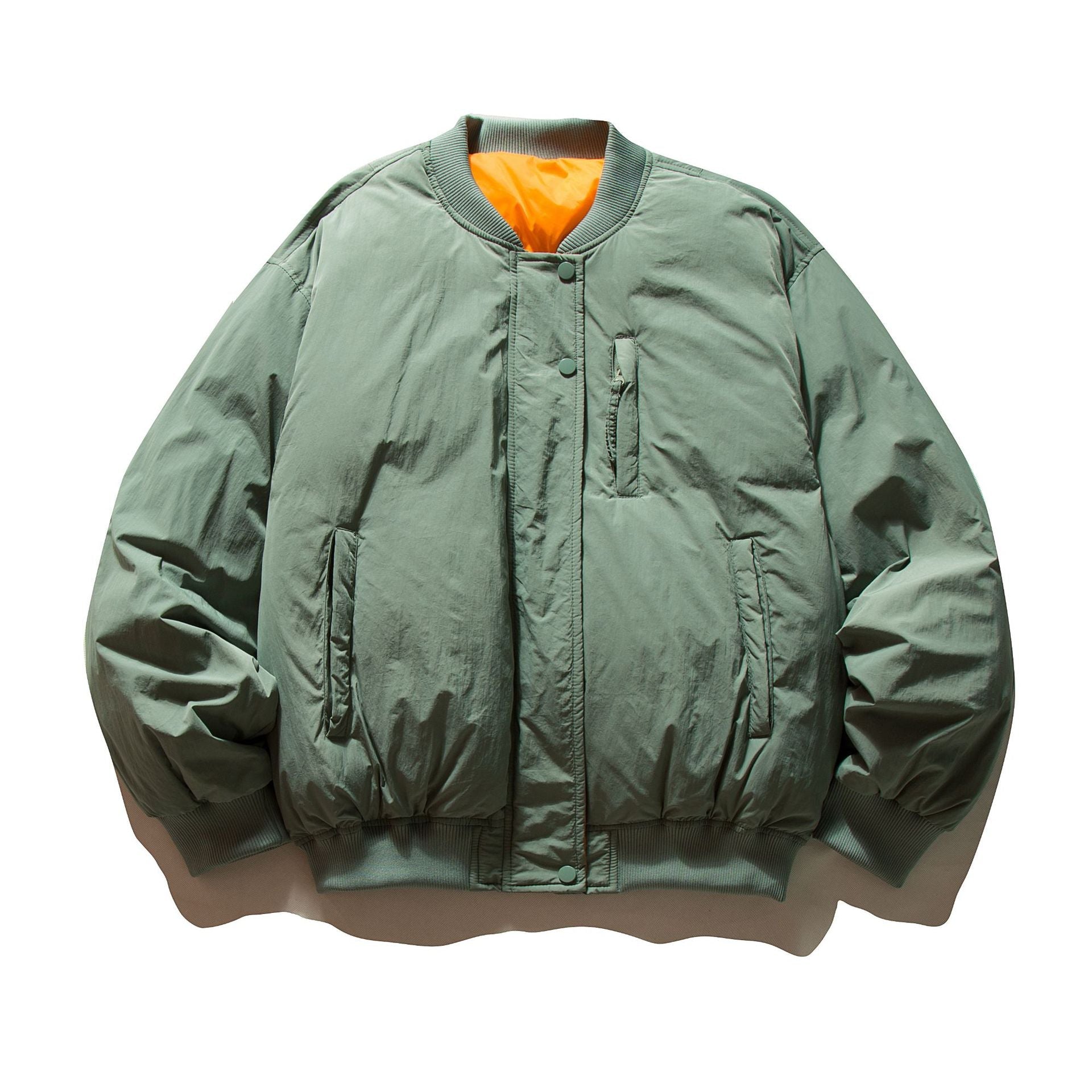 Men Baseball Collar Loose Pilot Down Jacket