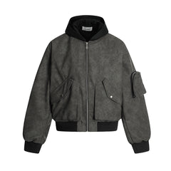 Women Retro Baseball Hooded Jacket