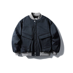 Men Baseball Collar Hooded Cotton Coat with Large Pockets