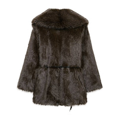 Women Warm Fur Sleeve Long Coats