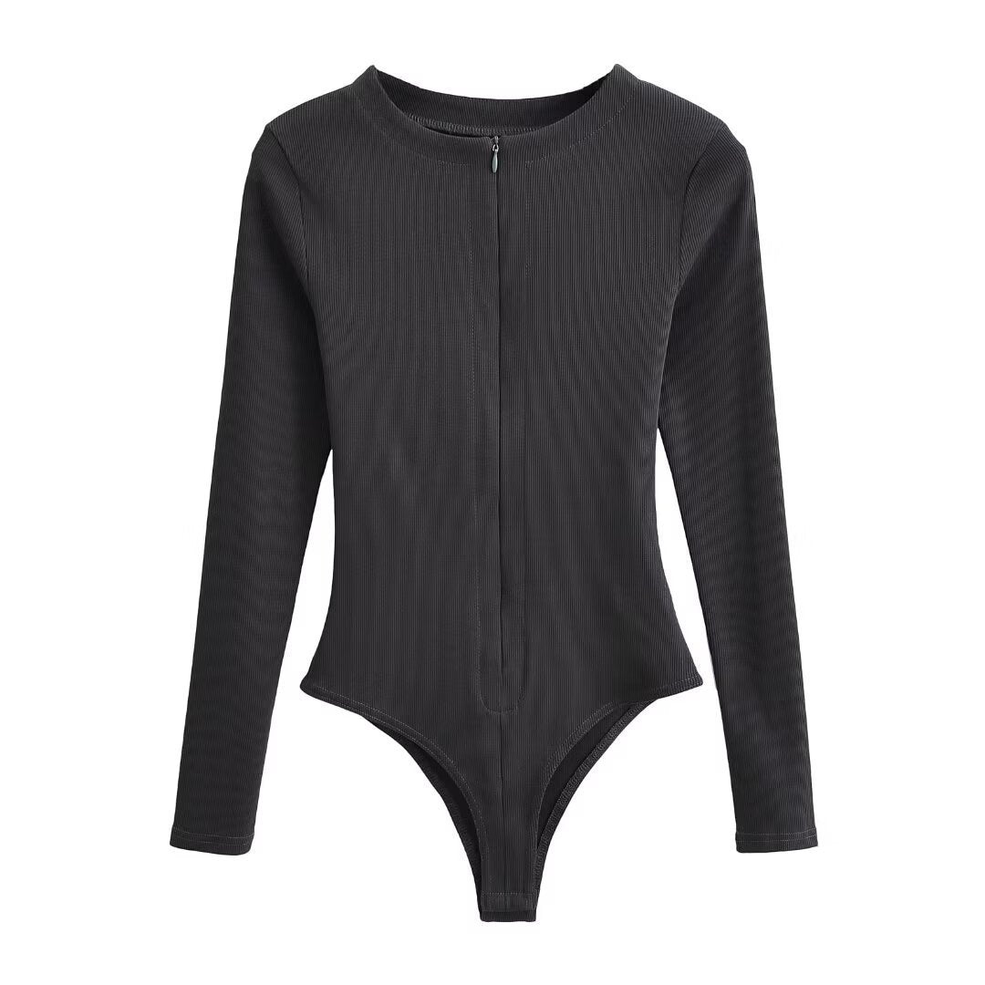 Women Long Sleeved Zipped Jumpsuit